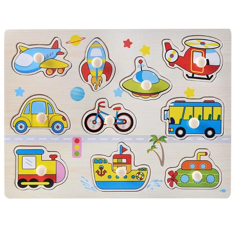Toys Educational Toys 30cm 3D Wooden Puzzle Toy Early Baby Hand Grasp Alphabet Digit Learning Wood Jigsaw for Kids Children