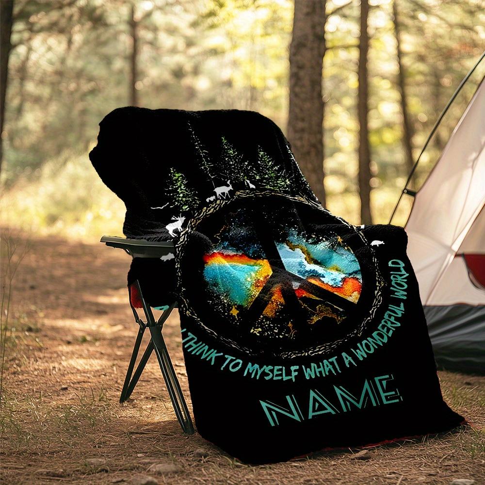 240Gm2 Peaceful Forest Scene Outdoor Customize Your Name Blanket Comfortable Soft Lightweight Allseason Multipurpose Blanket For Travel Camping
