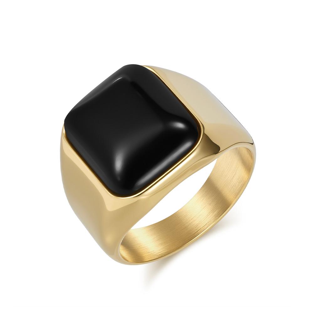 2026 Natural Gemstone Square Tiger's Eye Stone Ring Men's Personality High Sense Fashion Smooth Hand Jewelry