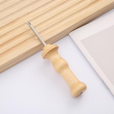 Embroidery Needle Wooden Handle Embroidery Punch Needle Pen Weaving Tool for DIY Craft Stitching Applique