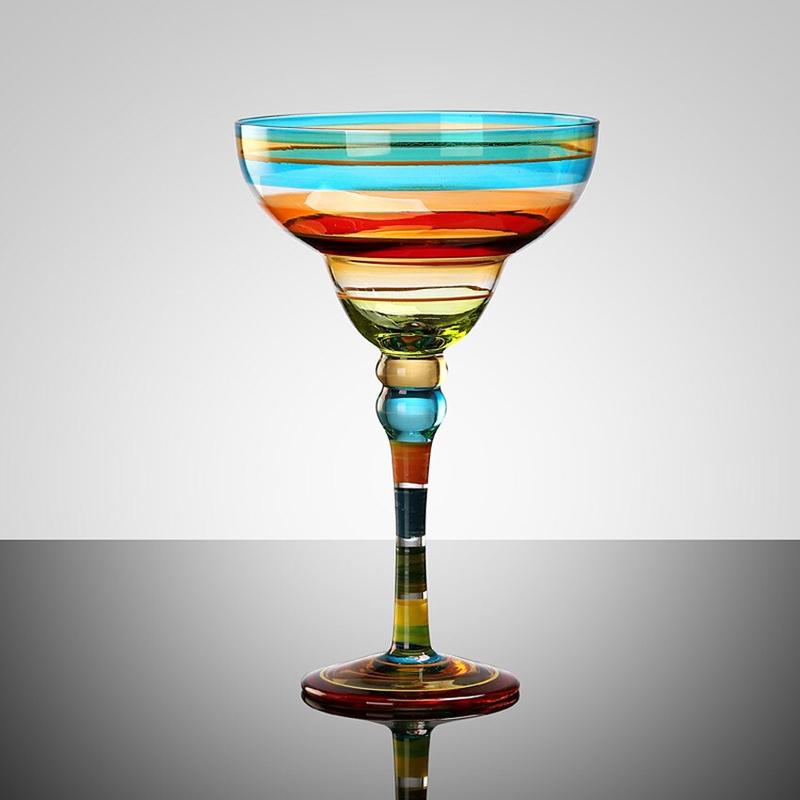 Handmade Colorful Crystal Glasses Creative Cocktails Margarita Glasses Champagne Home Bar Decorative Drinks