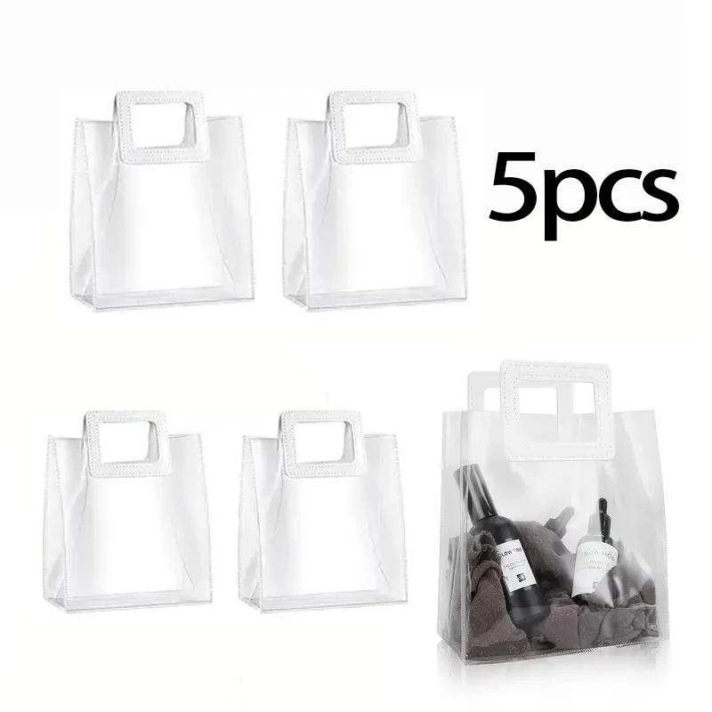 

5/15pcs-Transparent PVC Gift Bags Clear Packaging Storage Bag with Handle Wedding Accessories Festival Party Present Birthday 20x18x10cm&Other