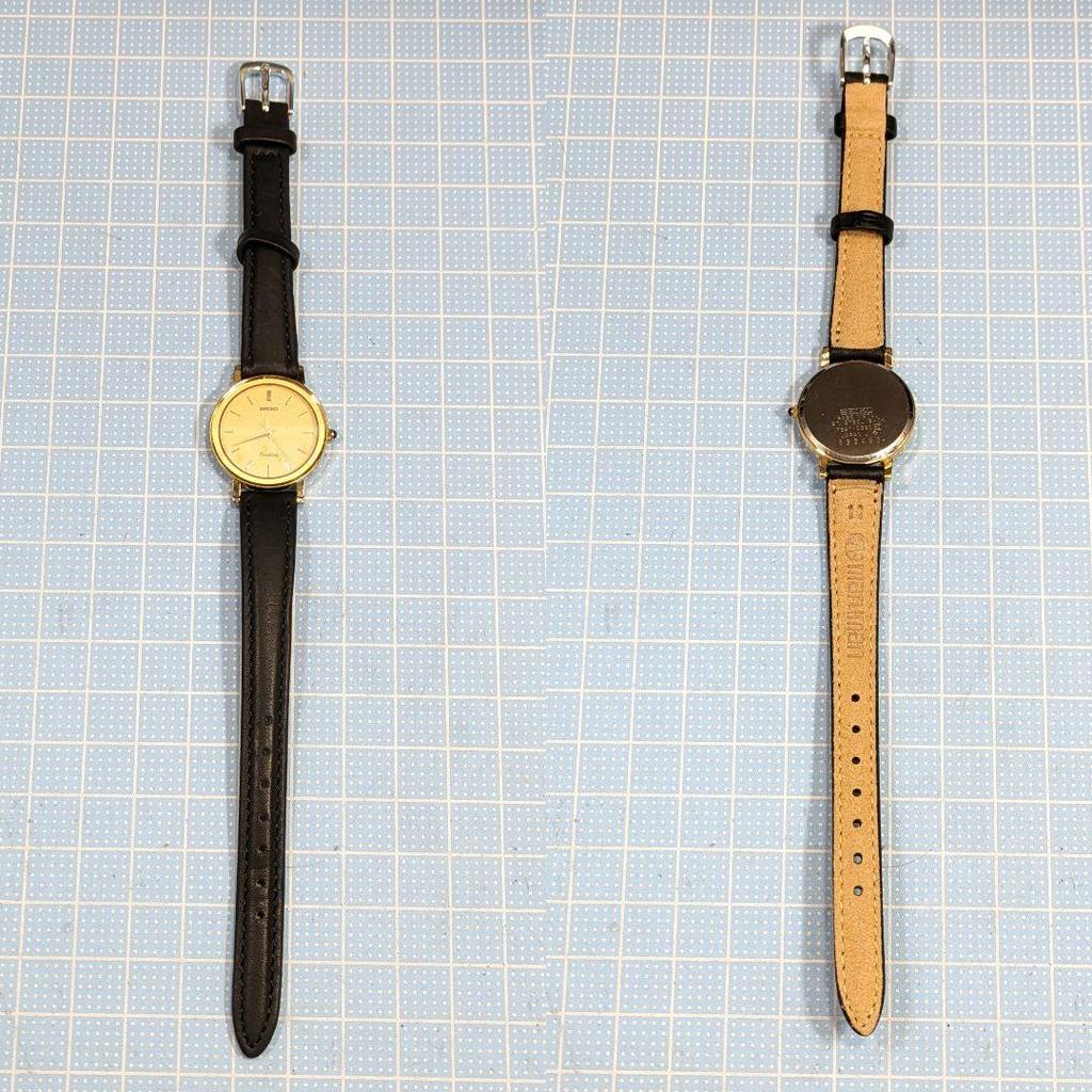 [USED] SEIKO EXCELINE Women's Battery Strap Replacement Working Q-56