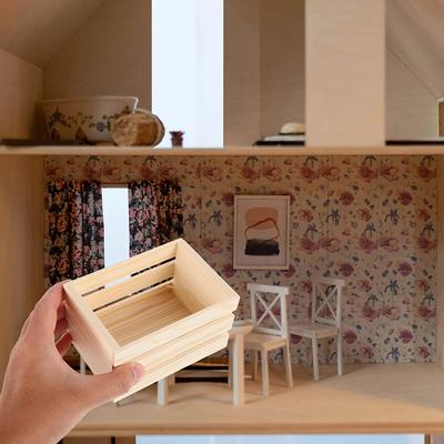 Doll House Mini Wooden Fruit Frame Model Miniature Food And Play Scene Small Storage Basket Doll House Accessories
