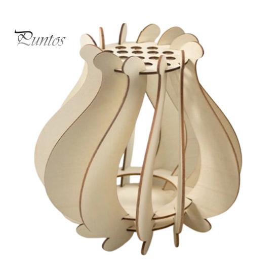 Creative Artistic Ornaments for Balcony Wooden Puzzle Flower Vase, Display Stand Flowers or Elegant Home Accents Courtyard Artificial Flowers,
