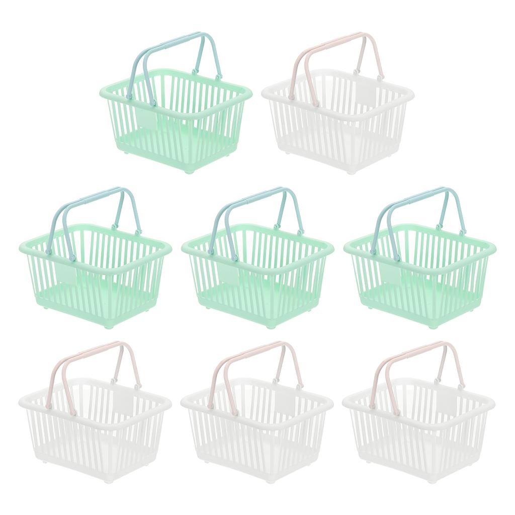 8 Stück Kleiner Plastikkorb Mini Aufbewahrungskorb Lebensmittel Winzige Einkaufskörbe mit Griff Organizer Gefiltertes Wasser für Spielzeug Snacks