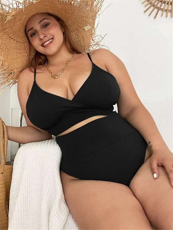 Yüksek Bel Büyük Beden Bikini Kadın Mayo - Avrupa & Amerikan Tarzı
