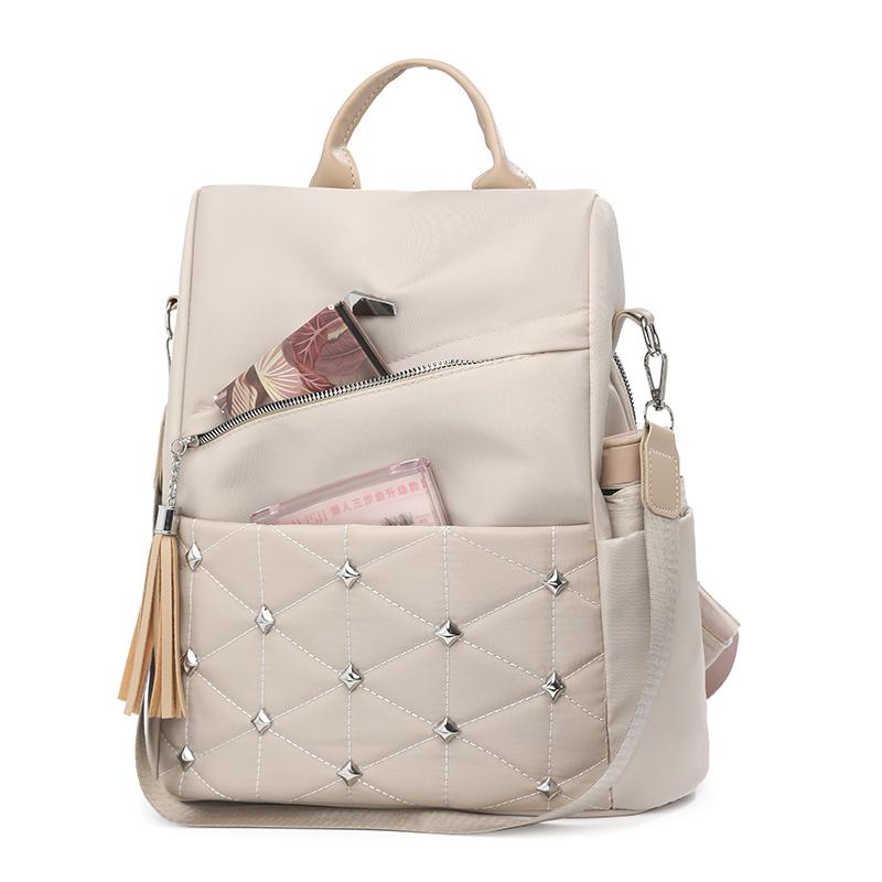 Embroidered Rhomboid Backpack Large Capacity Women's Commuter Bag Multifunctional Shoulder Bag