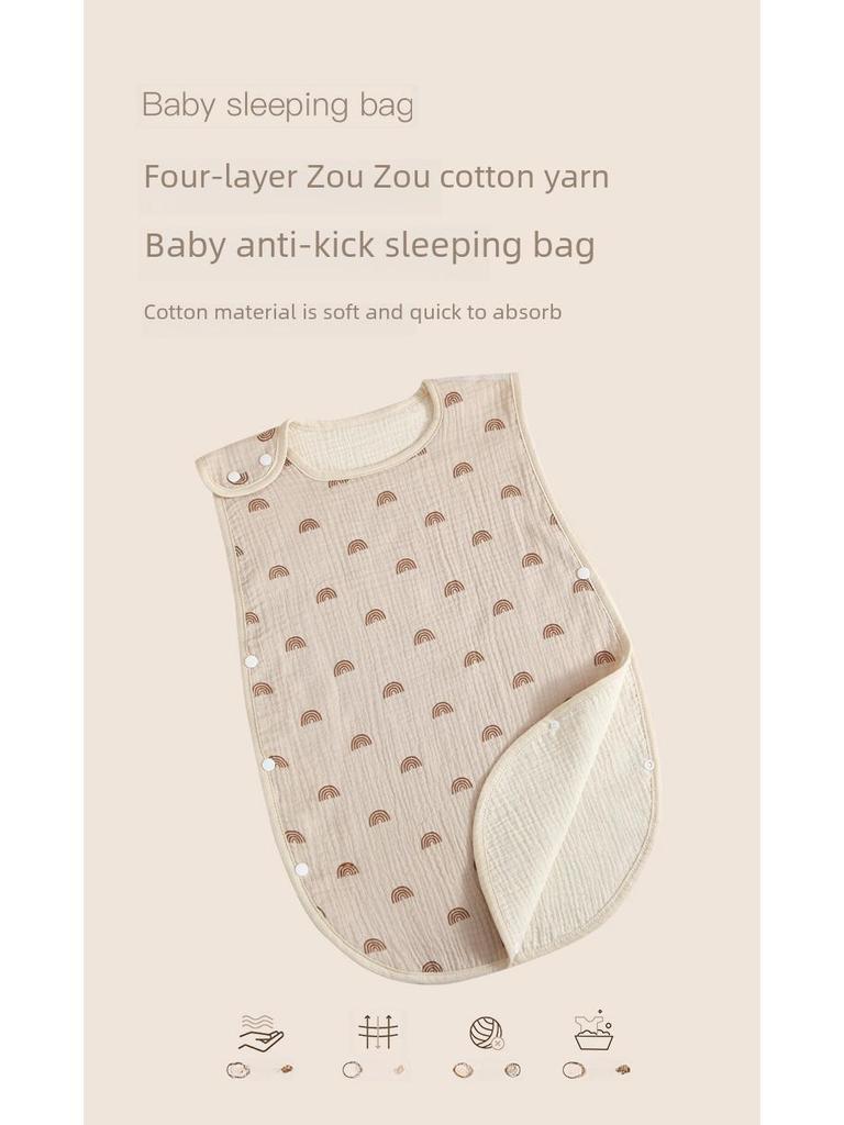 Four-Layer Children's Sleeveless Gauze Sleeping Bag: Anti-Kick, Summer-Weight, Korean Style.