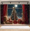 Christmas Window Santa Claus Backdrops Winter Christmas Tree Curtains Moon Night Lights Xmas Eve New Year Photography Background