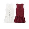 2025 Spring Women's European & American Wide Pleated Striped Vest Dress