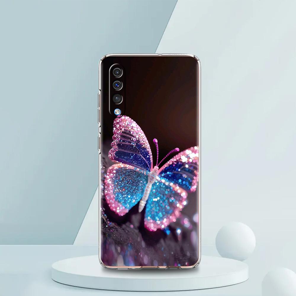 Luxury Butterfly Glitter Clear Transparent Phone Case for Samsung Galaxy A16 A14 A12 A22 A24 A42 A02 A03S A06 A20 A30 A40 Cover