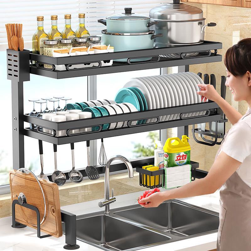 Zhishi Black Carbon Steel Kitchen Dish Drying Rack