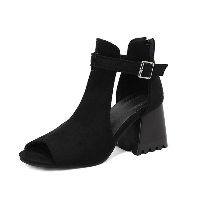 Zomer Nieuw Design Dames Luipaard Holle Koele Laarzen Chunky Hakken Gemengde Kleur Chelsea Boots Sandalen Voor Meisjes Damesschoenen 39 black