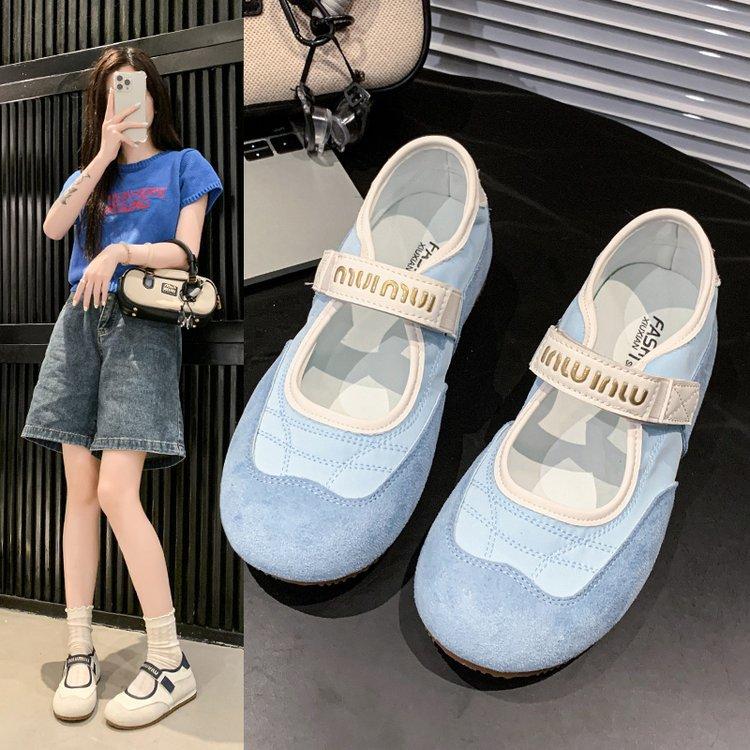 Retro ballet style Dexun shoes women's 2025 summer new sports board shoes flat bottom shallow mouth Mary Jane single shoes lazy