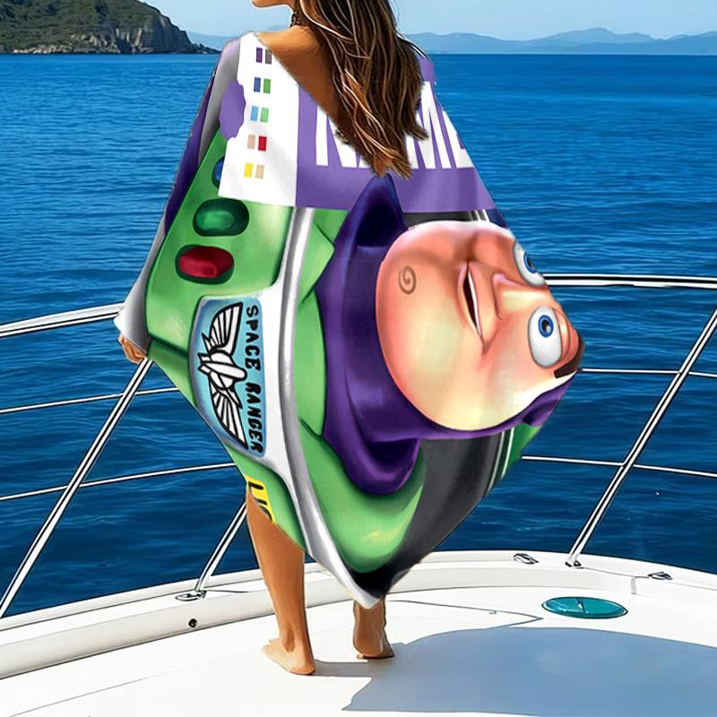 1pc Toy Story2 Beach Towel with Custom Name, Beach/Swimming/Bath/Picnic/Camping Towel, Suitable for Seaside Beaches