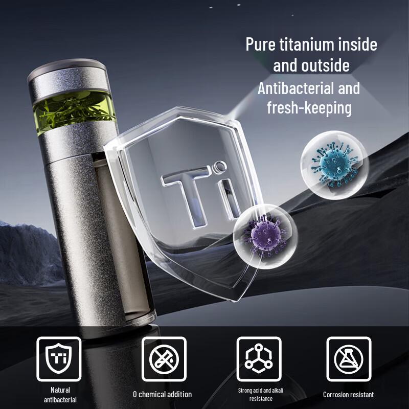 TOMIC Pure Titanium Tea Infuser Thermos Cup