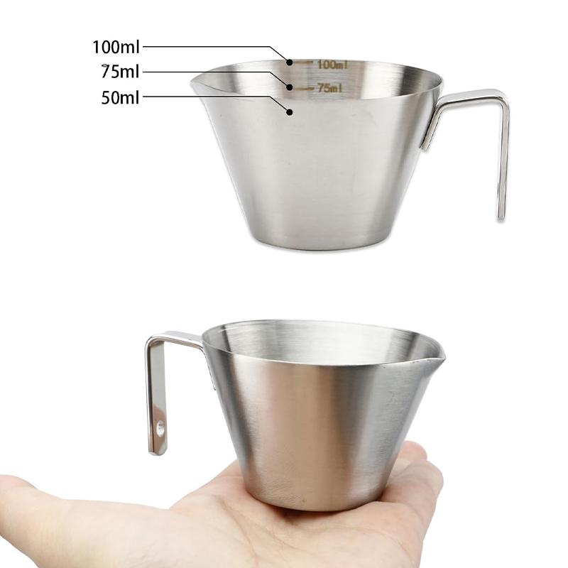 Coffee Extraction Cup Stainless Steel Measuring Cup with Scale Thickened Milk Jug with Handle Home Measurement Cafe Accessories