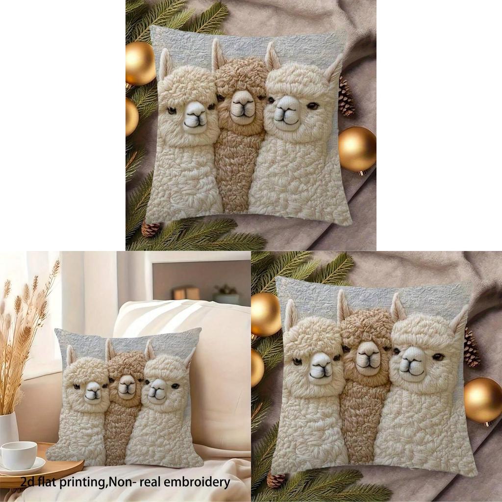 Animal Plush Throw Pillow Cover With Soft Faux Fur For Sofa Decor