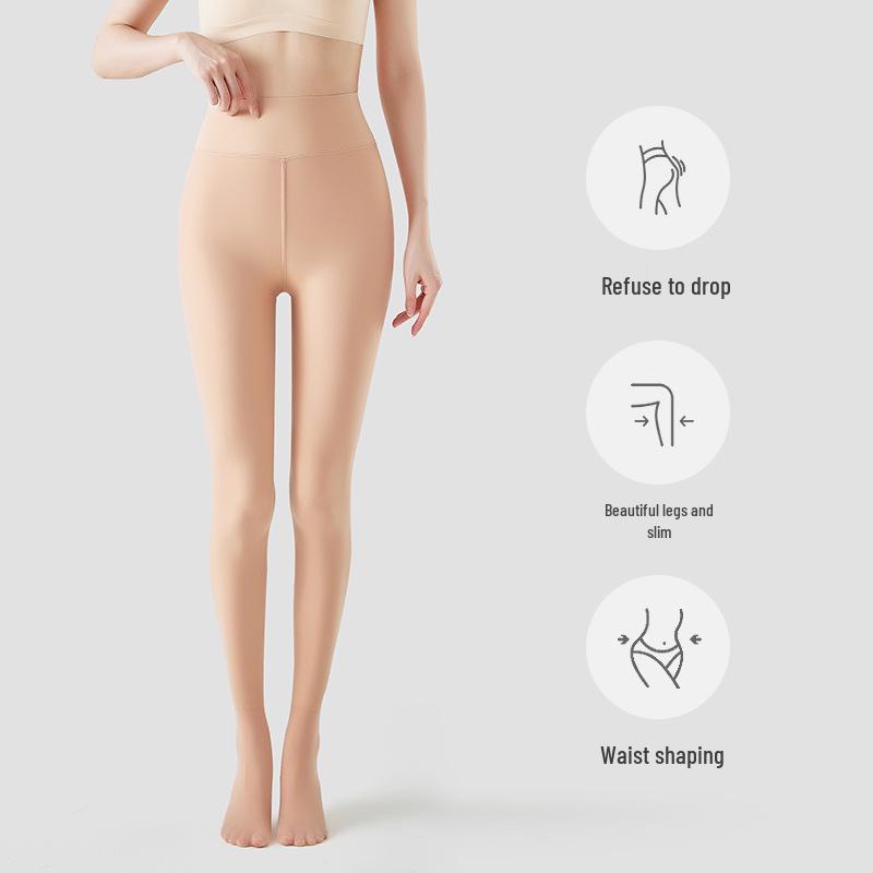 Damen Wasserglanz Fleecegefütterte Strumpfhose - Bare-Leg-Effekt, Übergröße, Frühling/Herbst-Bekleidung