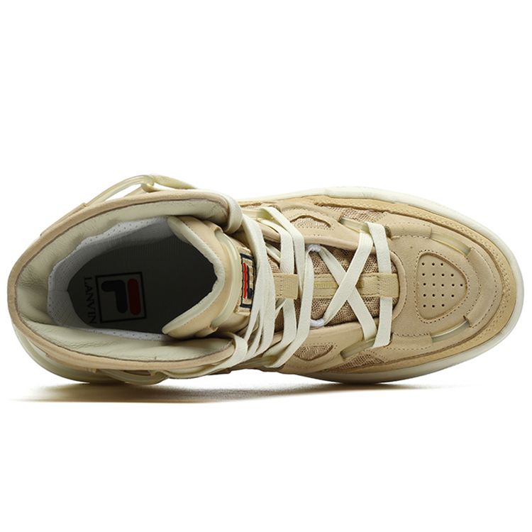 Lanvin X Fila Fabric Two-Layer Cowhide Fleece Casual Warm Wear-Resistant High-Top Sneakers Women Sneakers Wheat F12W144143FAB