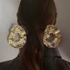 Exaggeration Irregular Wrinkle Metal Earrings for Women Hollow Hammered Texture Geometric Stud Earring Y2K Jewelry Gifts