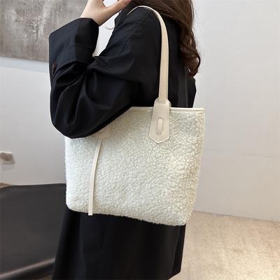 Simple Tote Bag Plush Autumn and Winter Handbag Women's Bag Shoulder Bag Large Capacity Women's Atmospheric Bag