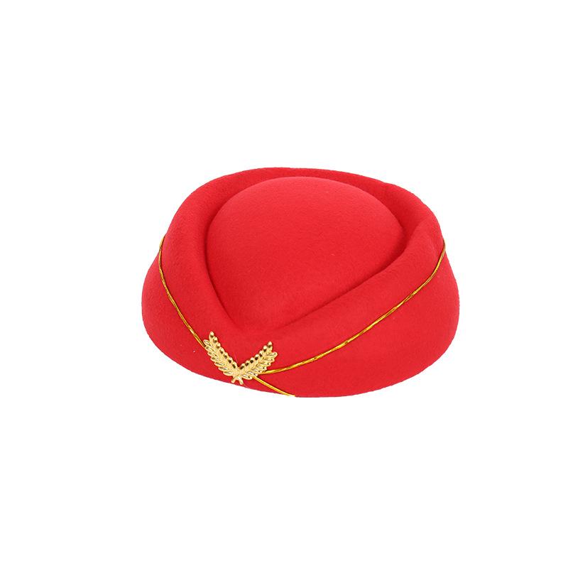Woolen Bere Stewardess Hat High Speed Rail Stewardess Hat Hotel Front Desk Attendant Uniform Hat