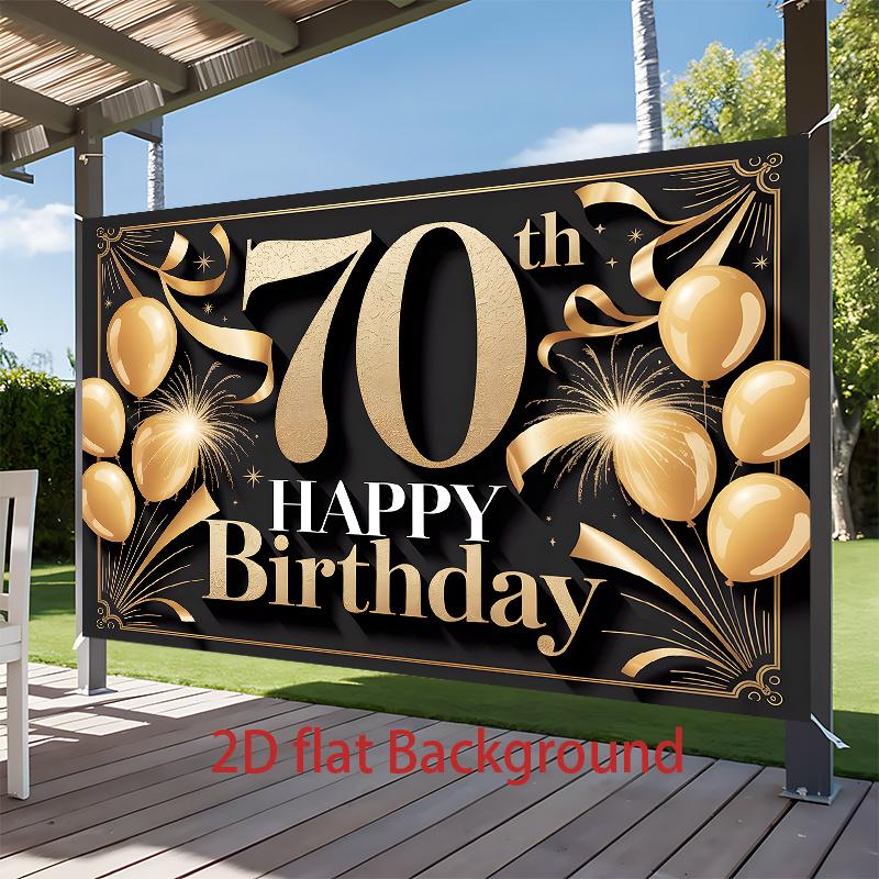 1pc Birthday 70th Gift Box Photo Booth Party Banner Polyester