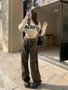 Women's High-Waist Leopard Print Wide-Leg Jeans - Slimming, Loose-Fit, Spring/Autumn Trend