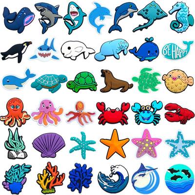 Ocean Series Doe-het-zelf Crocs Schoenschoonheden - Decoratieve Gespen van Zacht Rubber