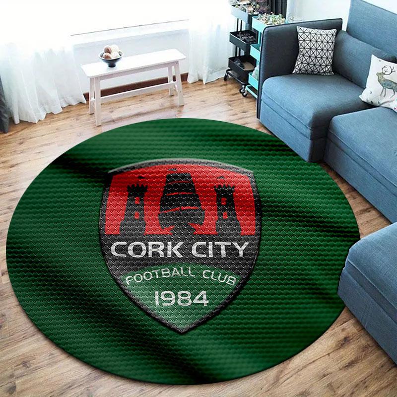Cork City F.C Round Area Rug,Carpet Rug for Living Room Bedroom Sofa Playroom Decor,Non-slip Floor Mat