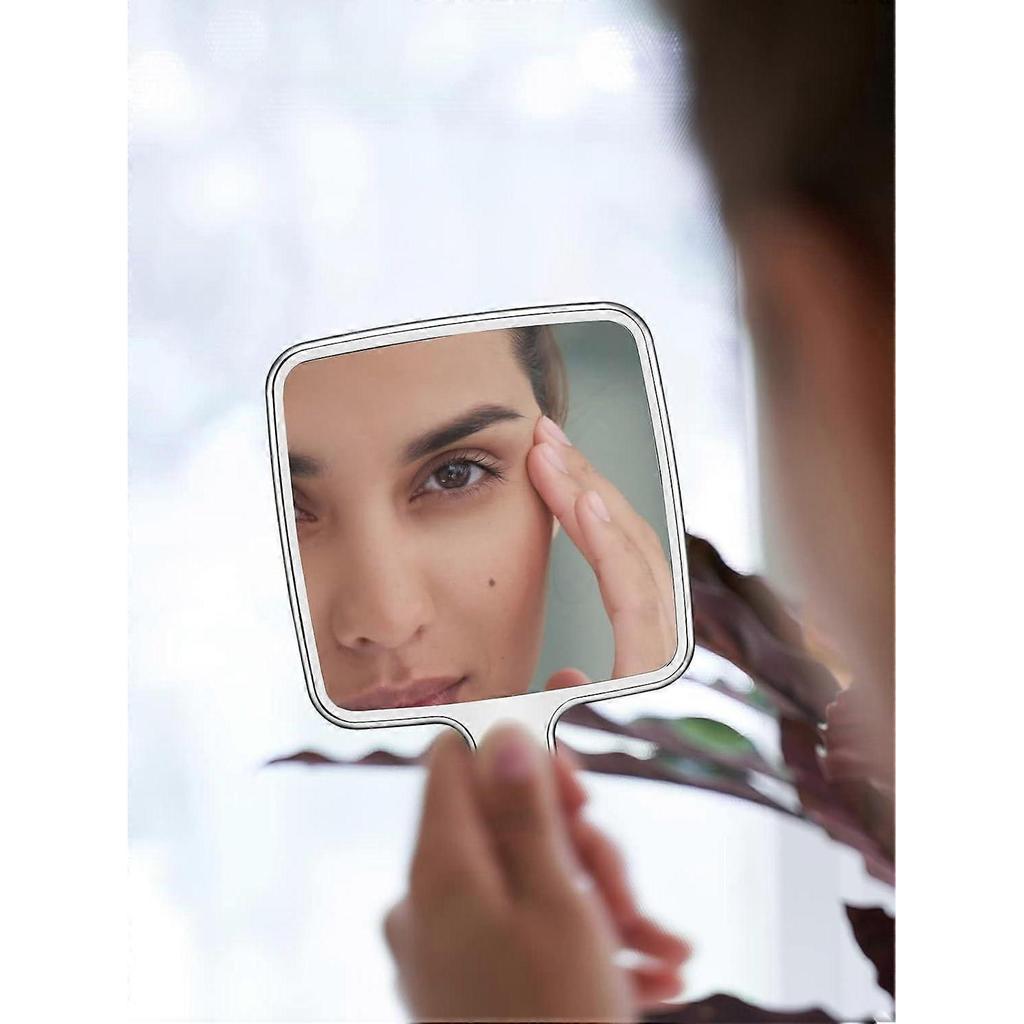 Wellenförmiger Handspiegel mit Griff für Make-up, Quadratisch