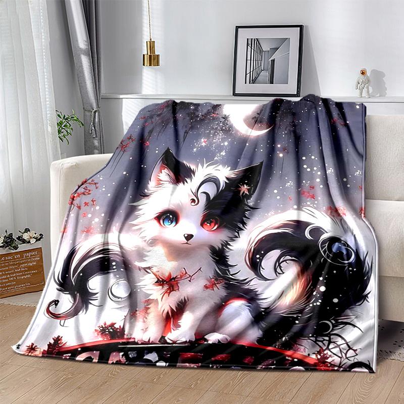 1pc Handsome Black and White Cat Blanket