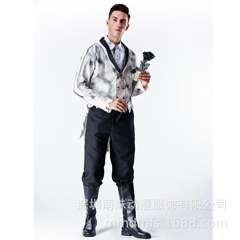 Halloween Costume Adults Ghost Bride Groom Set Horror Couple Cosplay Outfit Stage Performance Dress