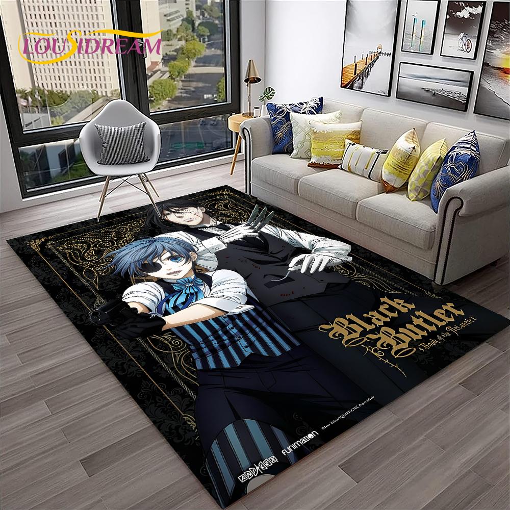 Kreskówkowy dywan 3D Anime Black Butler do domu, salonu, sypialni, na sofę, wycieraczka, dekoracja, dywanik do zabawy dla dzieci, mata podłogowa antypoślizgowa