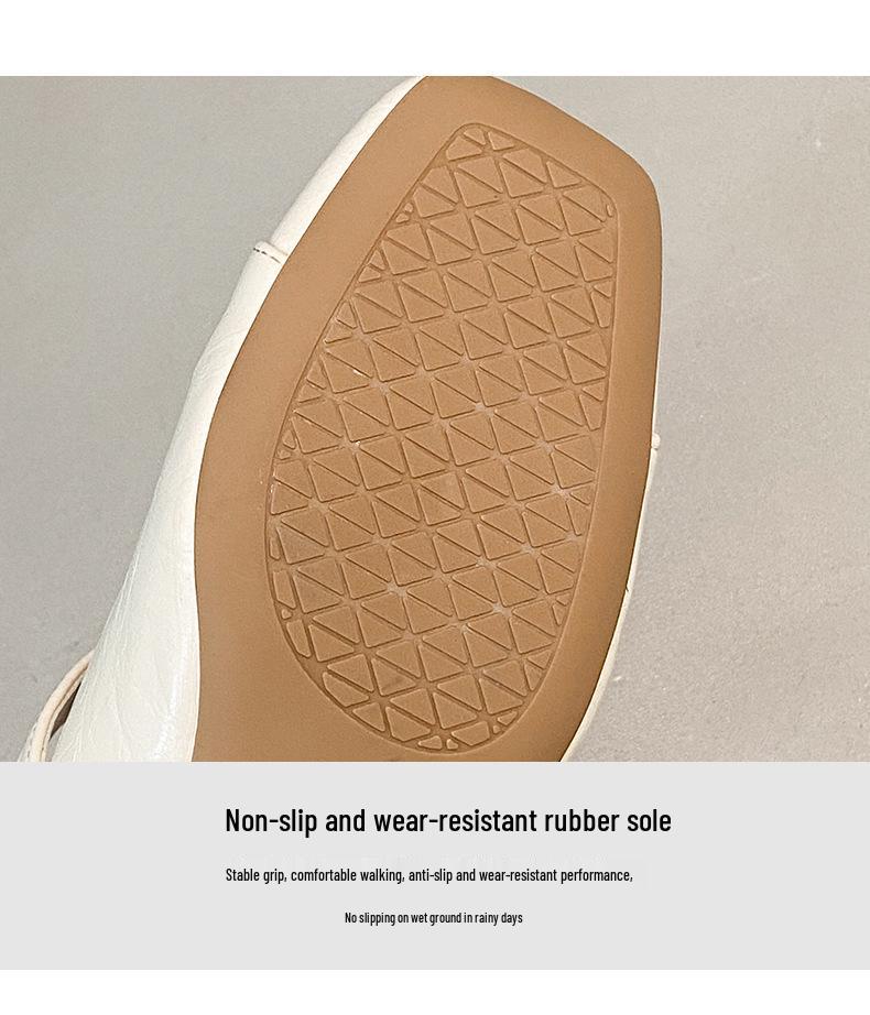 2025 Autumn Korean-Style Mary Janes: Soft Leather Square-Toe Chunky Heel Mid-Heel Shoes for Women