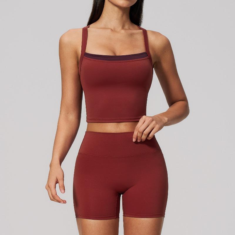 Naked sports suit, cross back yoga casual suit, sports running yoga suit