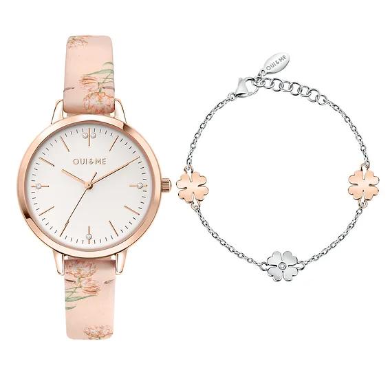 Oui & Me Fleurette Stainless Steel White Dial Quartz ME010304 Women's Watch With Extra Bracelet