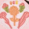 Tulip Rose Sunflower Bouquet Biscuit Embosser Stamp Mold Happy Mother's Day Flower Shaped Cookie Cutters Baking Cake Decor Tools