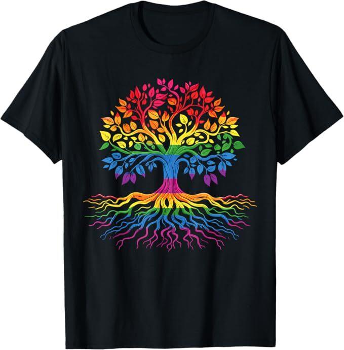 Tree Life Rainbow LGBT Flag Gay Pride Ally T-Shirt