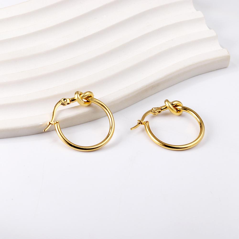 High-End European and American Stainless Steel Hoop Earrings with Steel Beads
