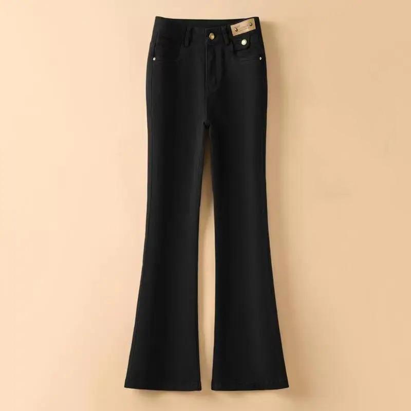 Fashion Women Flare Jeans Spring Autumn Solid Slim Pants Korean Simple High Waist Versatile Street Office Lady Casual Trousers