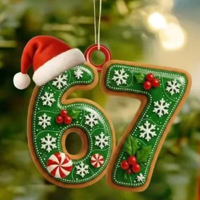 Vánoční ozdoba se sobím motivem Santa Clause akrylové ozdoby se zmrzlinou, šesti a sedmičkami, závěsná dekorace na vánoční párty, přívěsek