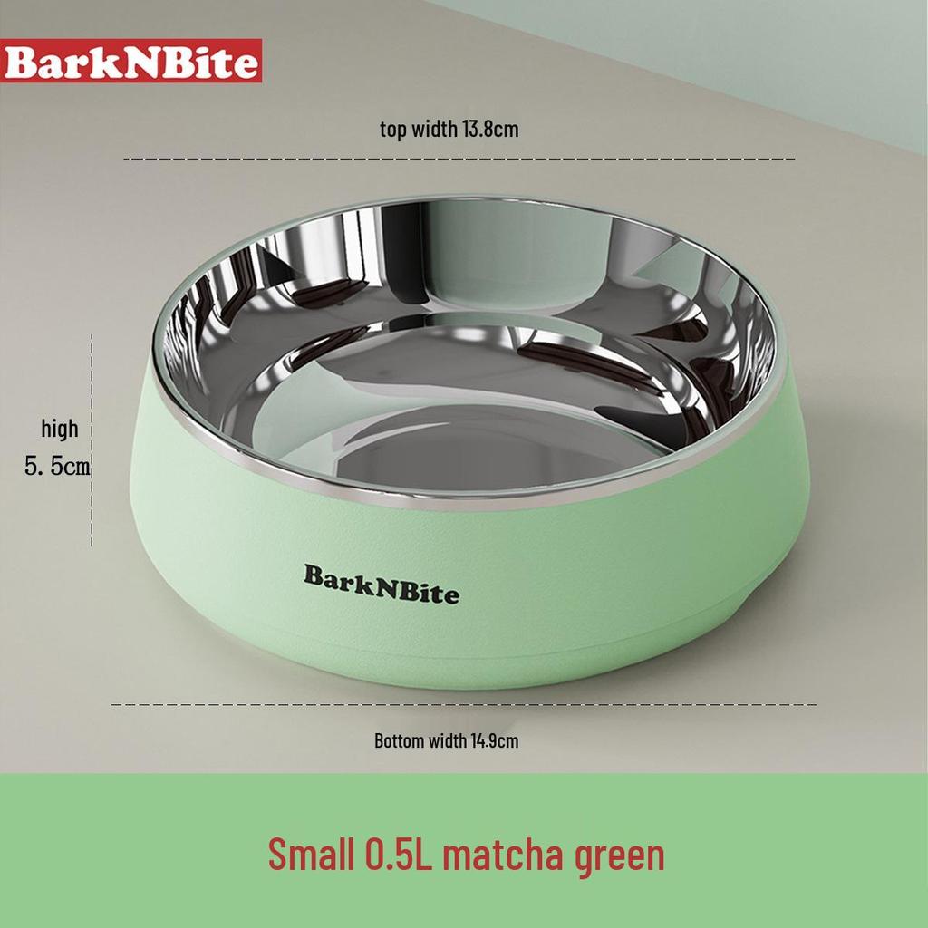 Non-Slip 304 Stainless Steel Pet Food & Water Bowl - Protects Cervical Spine, Large Diameter, Ideal for Dogs and Cats.