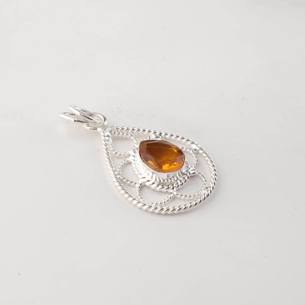 Citrine Gemstone 925 Sterling Silver Handmade Jewelry Pretty Pendant 1.40" For Wife PP-19-3