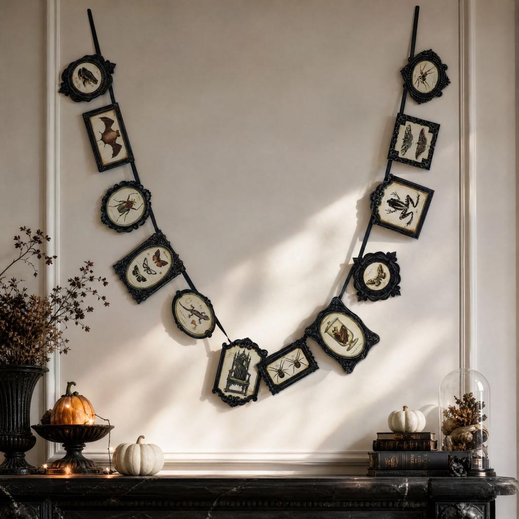 Halloween-themed decorative garland featuring fun patterns; suitable for indoor and outdoor holiday party decorations
