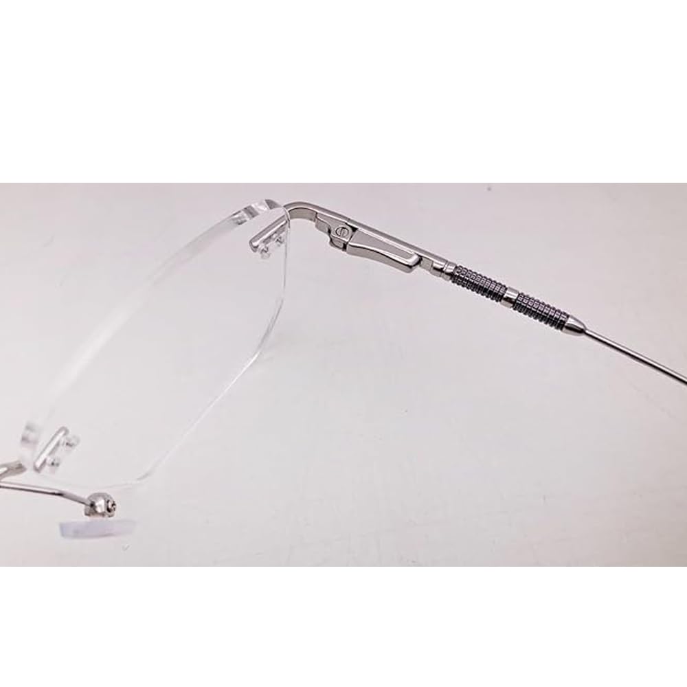 RSINC Rimless Metal Frame Eyeglass Spectacle Optical For Men And Women Modern  Silver Black 12920J 02 53-17-138 | IB -11 Blue OC Silver Black C2