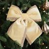 Cartoon Flocking Christmas Bow Ornaments Merry Christmas Decorations  Party Wedding Decoration
