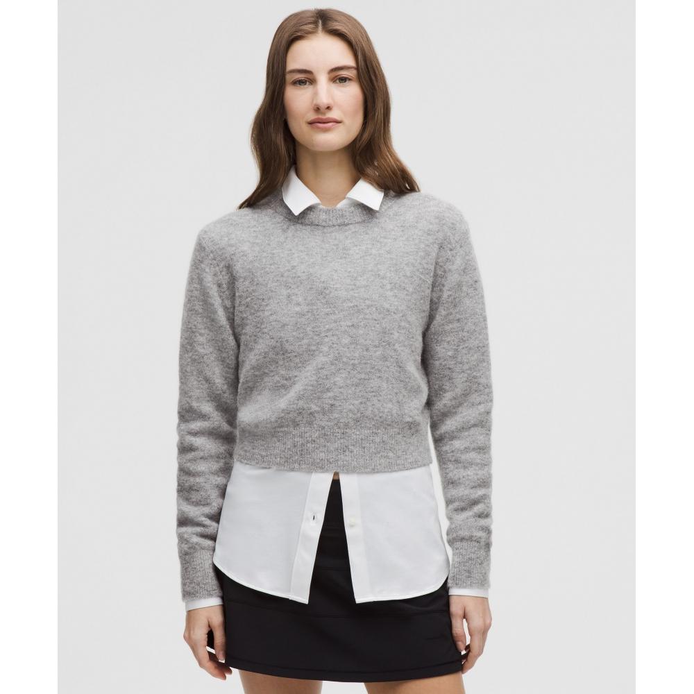 

Lululemon Alpaca Wool Blend Cropped Sweater Heathered Core Medium Grey XS